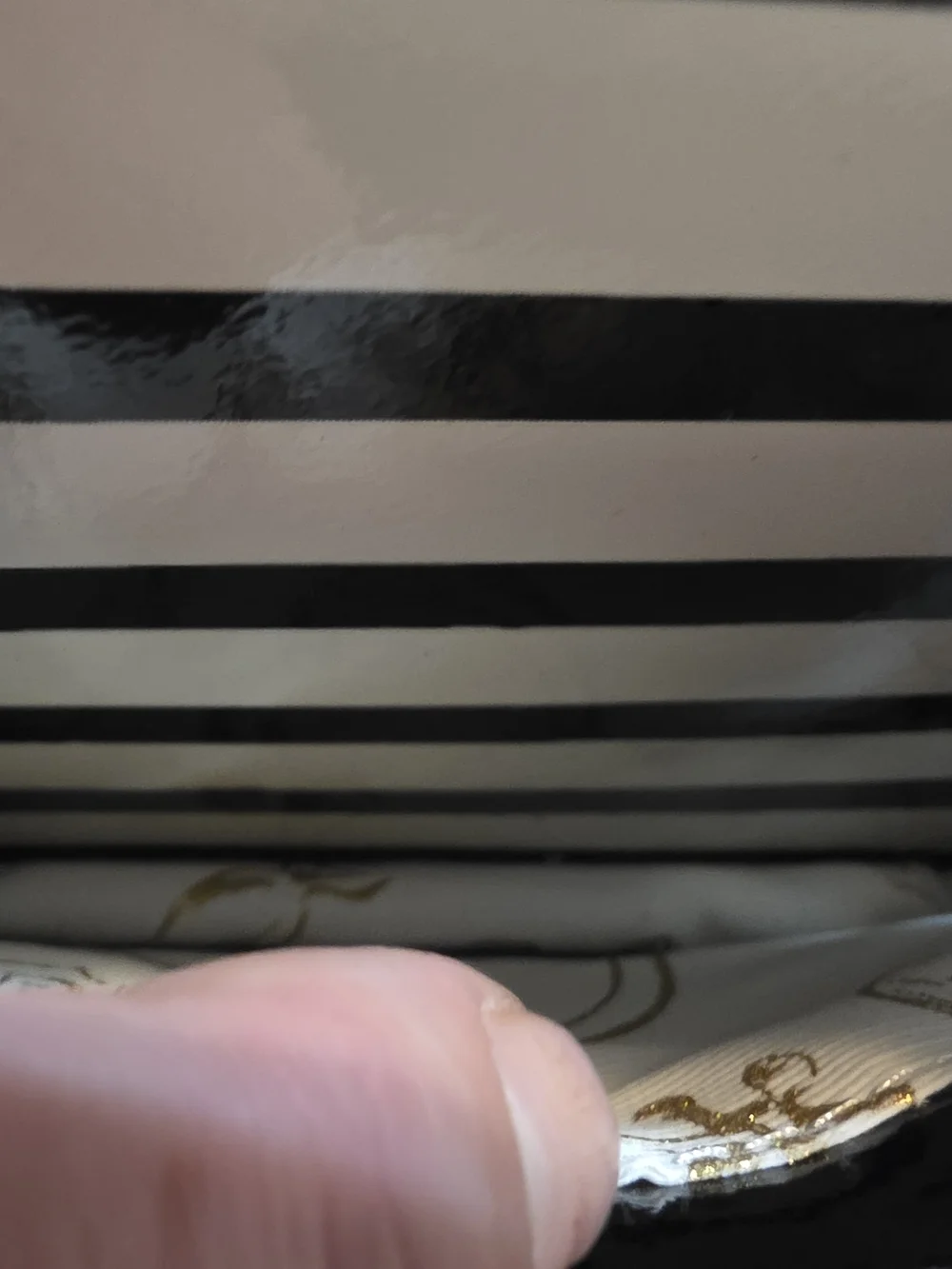 kate spade Black and White Striped Patent Crossbody with Gold Hardware